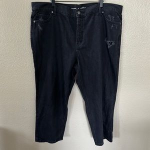 Old Navy Black High Rise Slouchy Straight Distressed Jeans Size 20